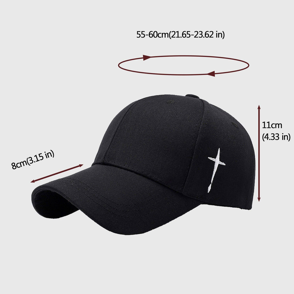 Unisex Baseball Cap with Cross Embroidery: Beige / One Size Fits Most