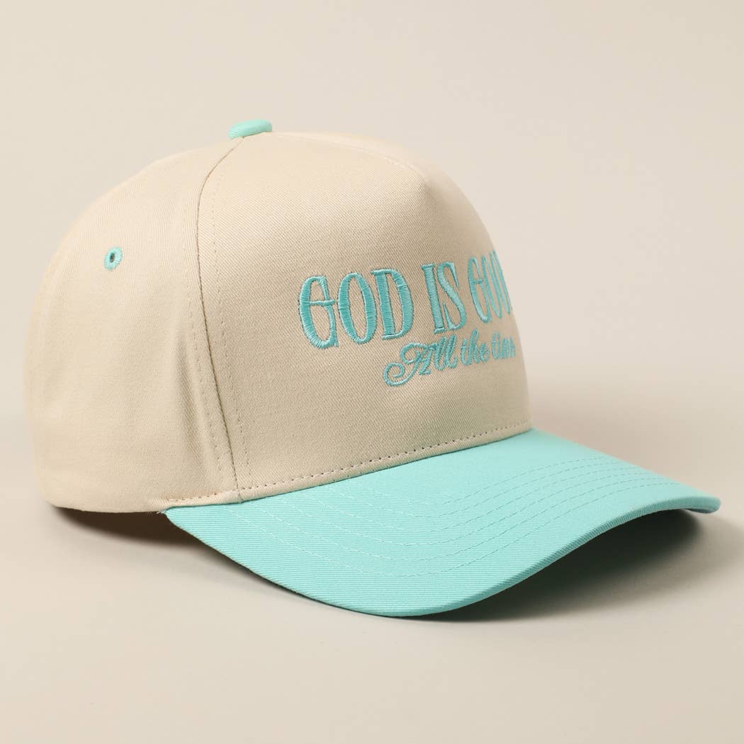 God Is Good All The Time Embroidery Trucker Hat: SAGE / ONE SIZE
