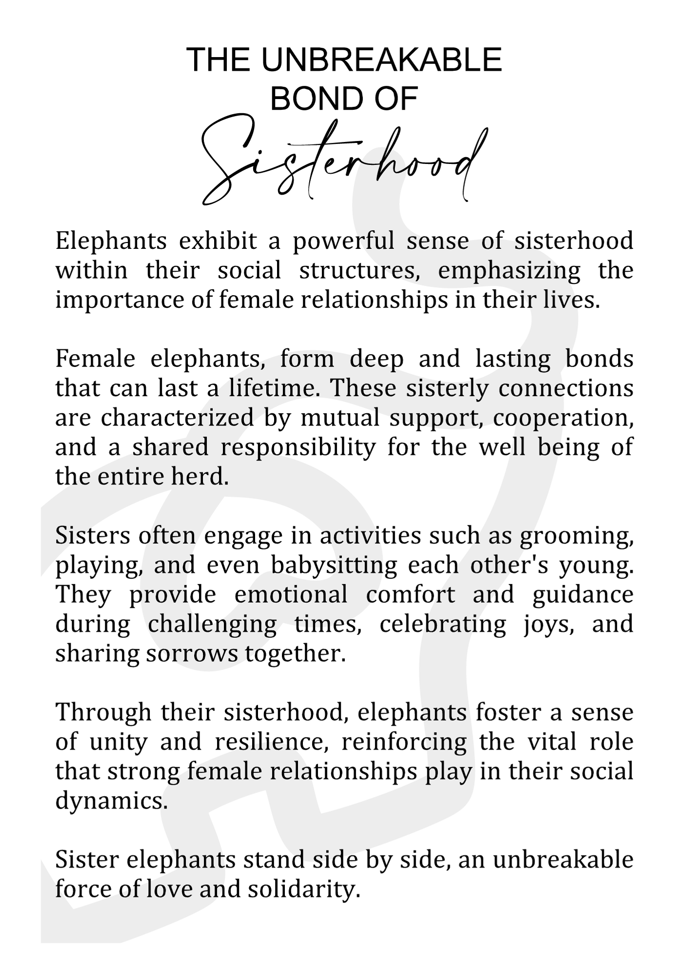 Story Ornament - Elephants- The Unbreakable Bond- Sisterhood