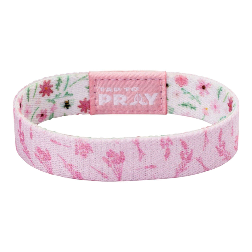Tap To Pray® Wristband – Meadows - White: Large
