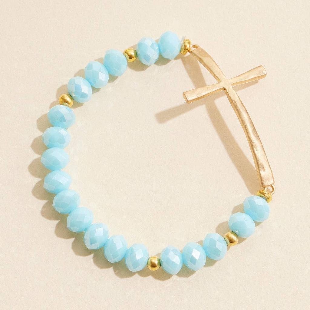 Glass Beaded Bracelet with Cross Charm: IVAB / ONE