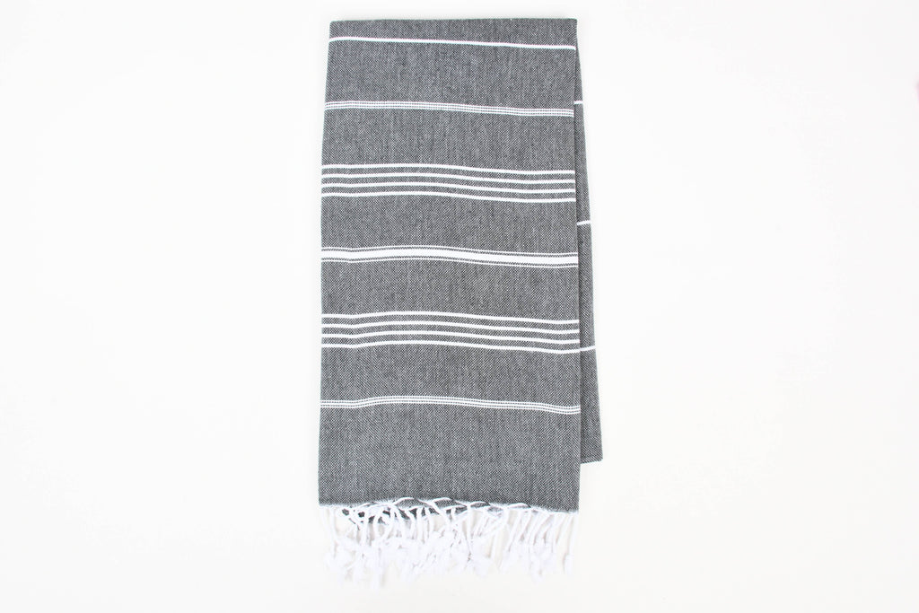 Handwoven Turkish Cotton Towel – Personalized Beach Towel: Gray / Beach Towel