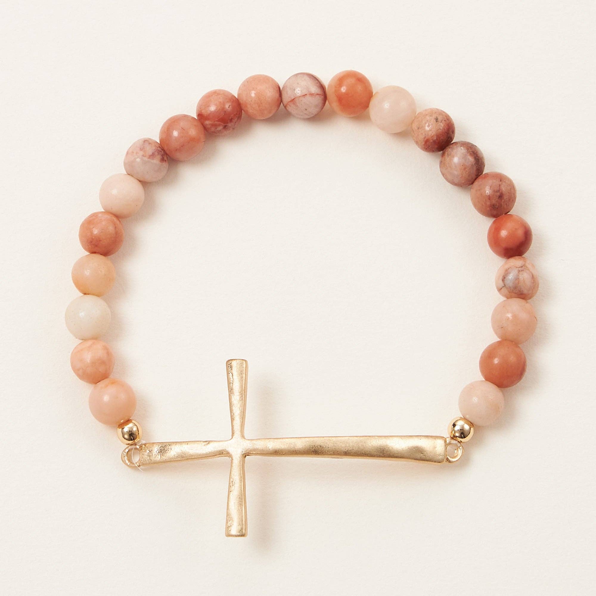Metal Cross Pendant Natural Stone Bracelet: OL-WG / One / WB1001