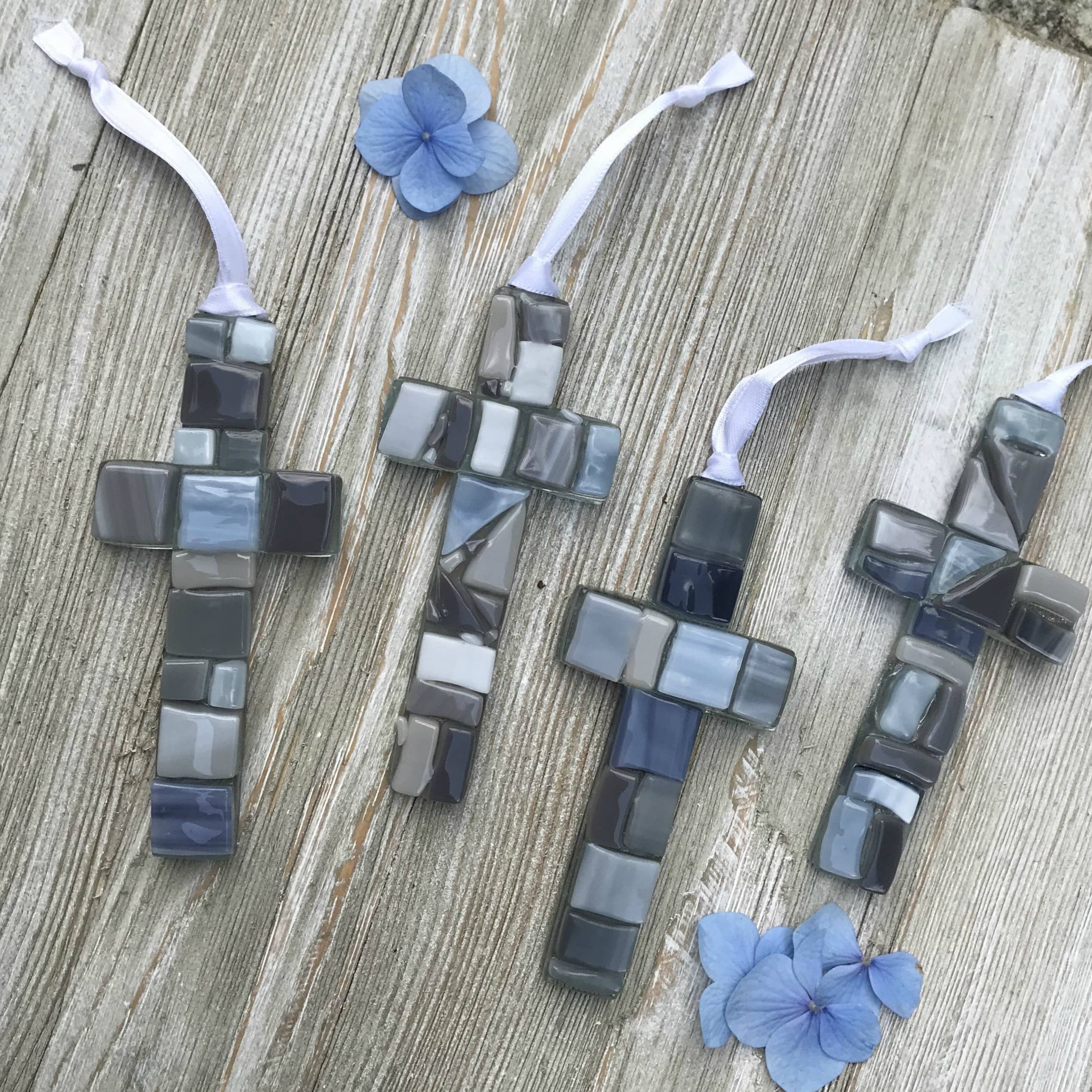 Wedding Day Gift  USA Handmade Mosaic Glass Cross 4493
