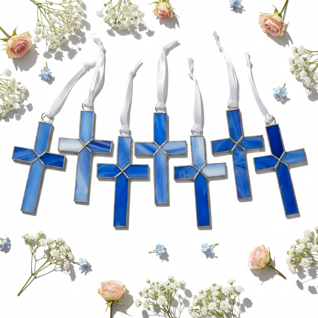 Pastor Appreciation Gift Blue Stained Glass Cross 4451SG