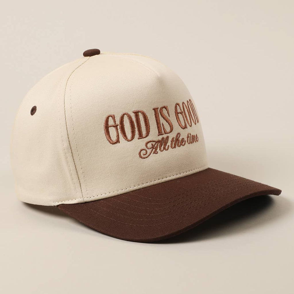 God Is Good All The Time Embroidery Trucker Hat: SAGE / ONE SIZE