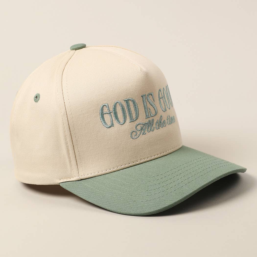 God Is Good All The Time Embroidery Trucker Hat: MINT / ONE SIZE