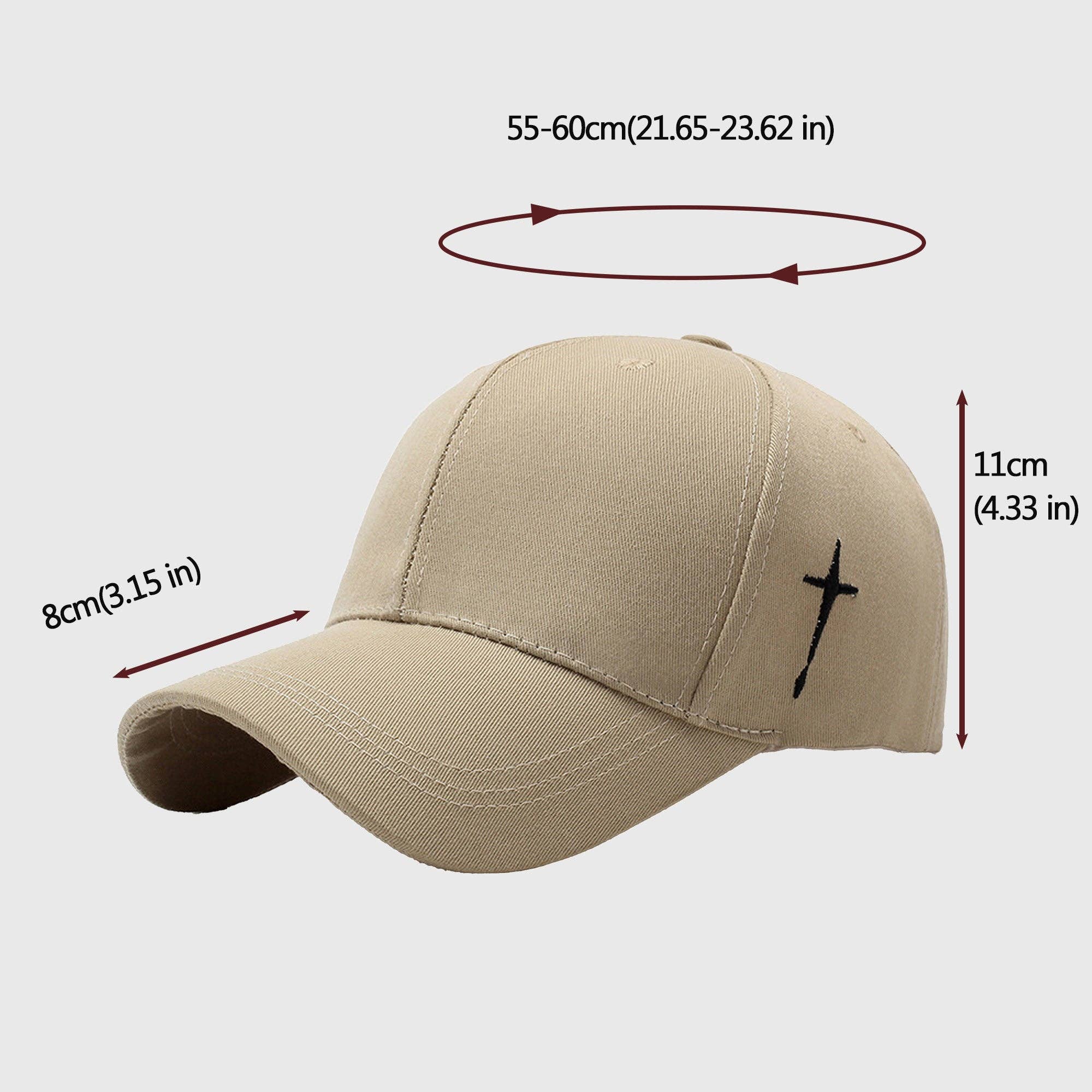Unisex Baseball Cap with Cross Embroidery: Black / One Size Fits Most