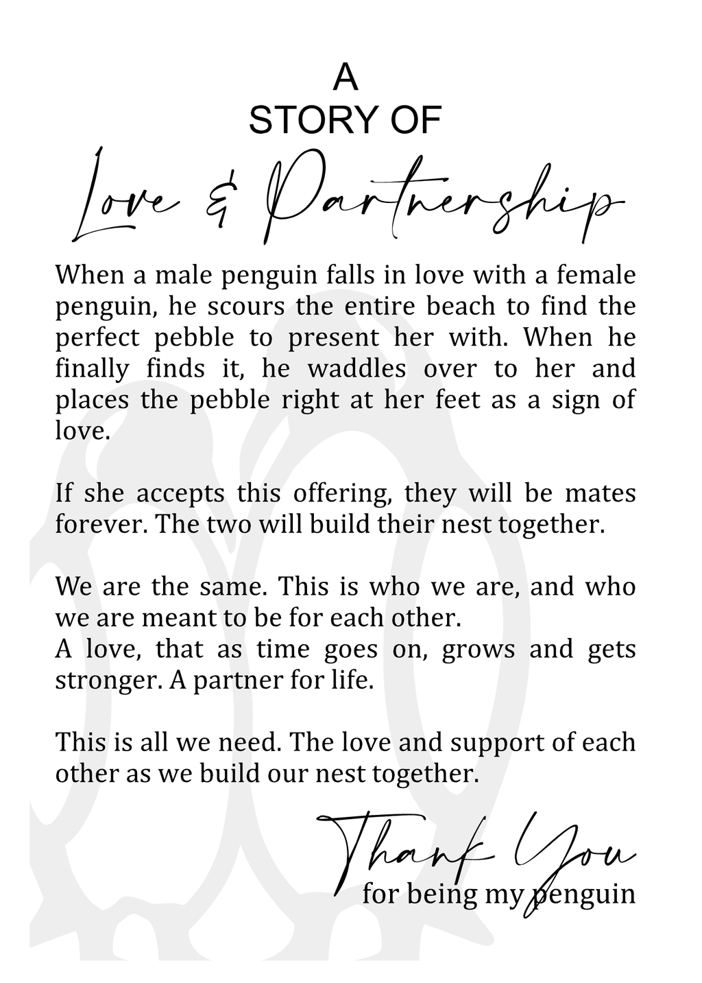 Story Ornament - Penguin - A Story of Love & Partnership