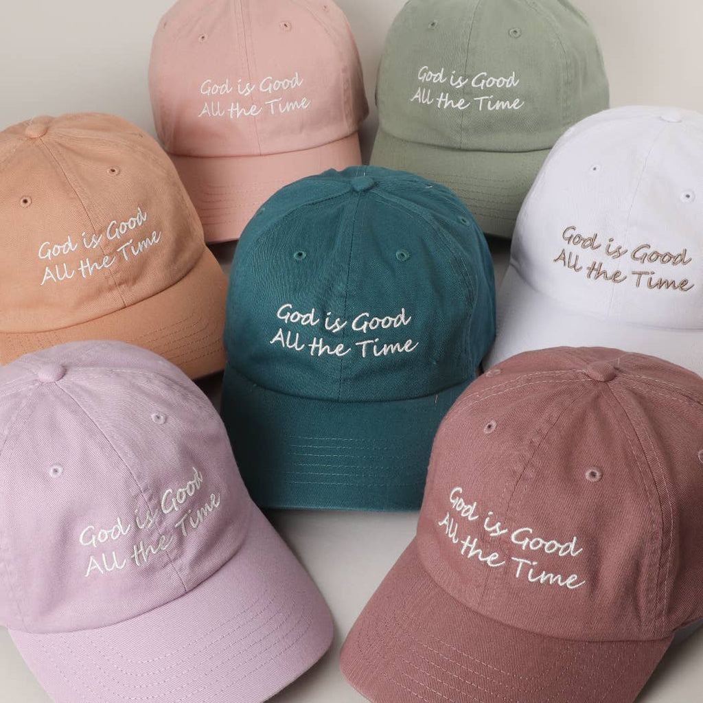 God is Good All The Time Embroidery Baseball Cap: GREENTEA / One Size