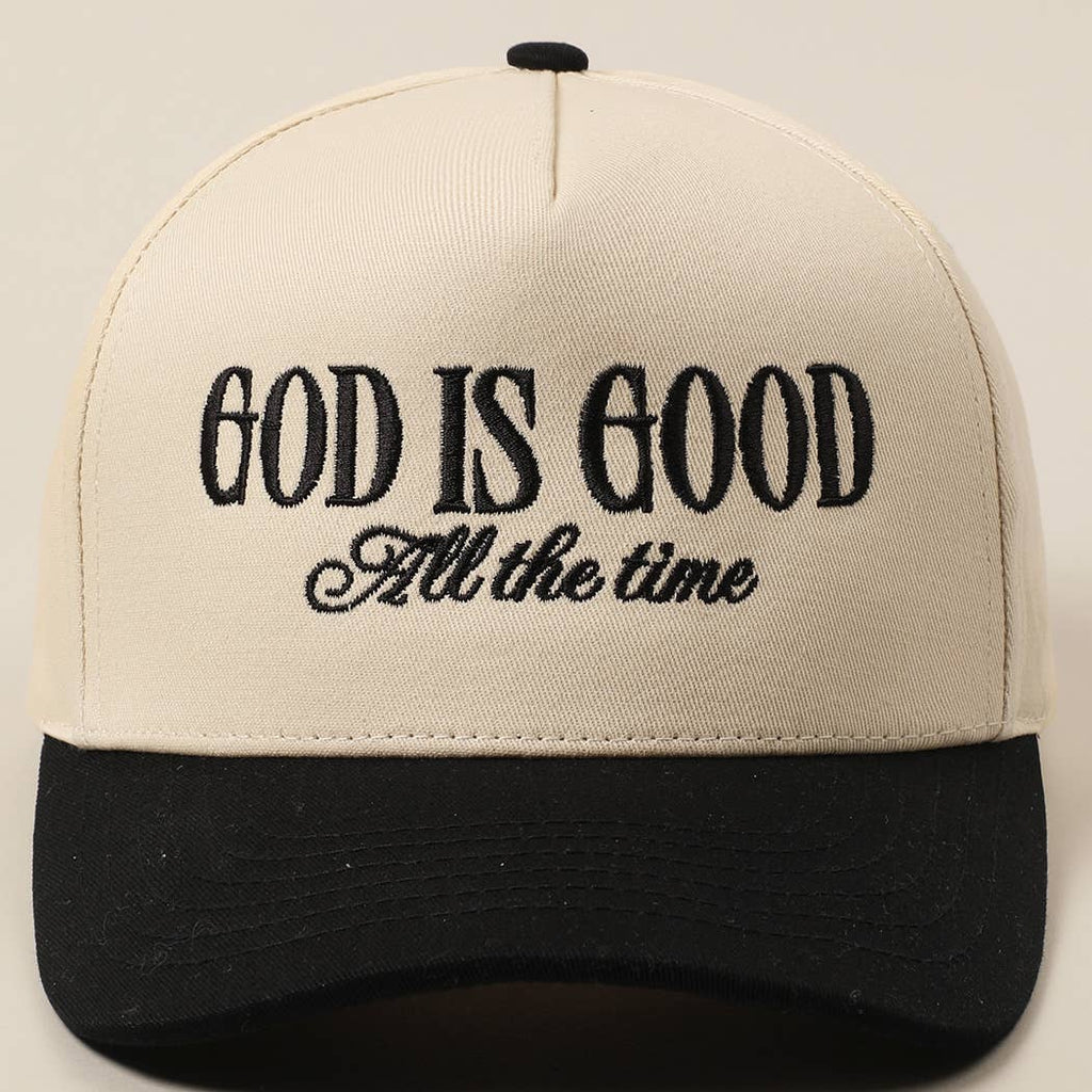God Is Good All The Time Embroidery Trucker Hat: SAGE / ONE SIZE