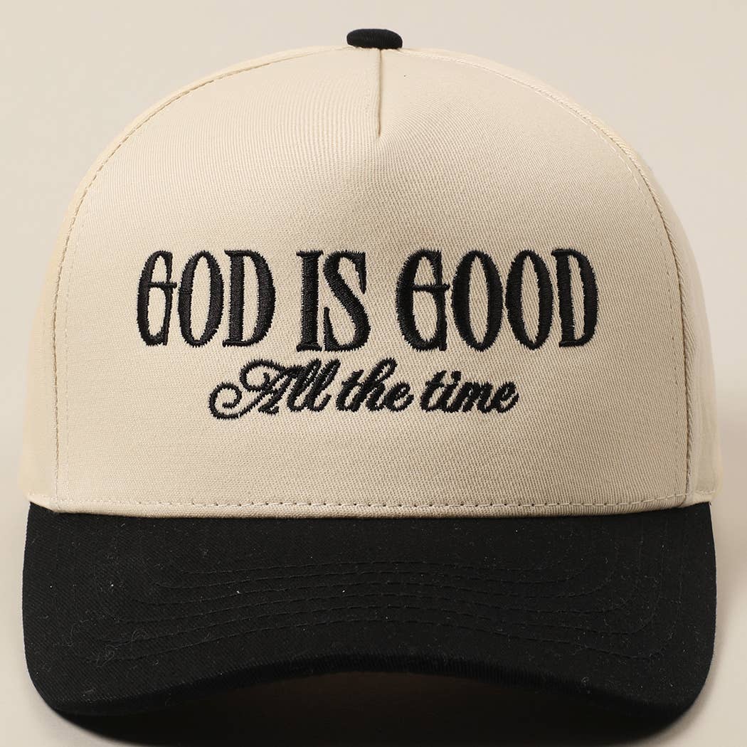 God Is Good All The Time Embroidery Trucker Hat: SAGE / ONE SIZE
