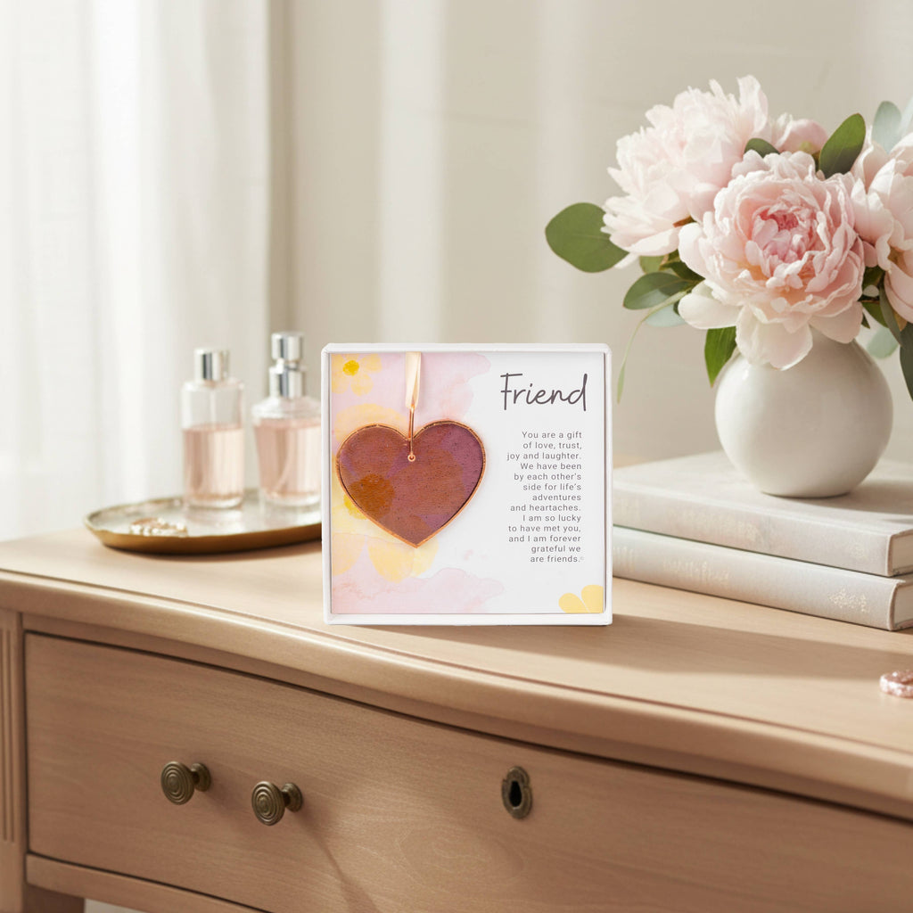 Friend Keepsake Gift – Handmade Stained Glass Heart 40462