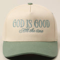God Is Good All The Time Embroidery Trucker Hat: SAGE / ONE SIZE