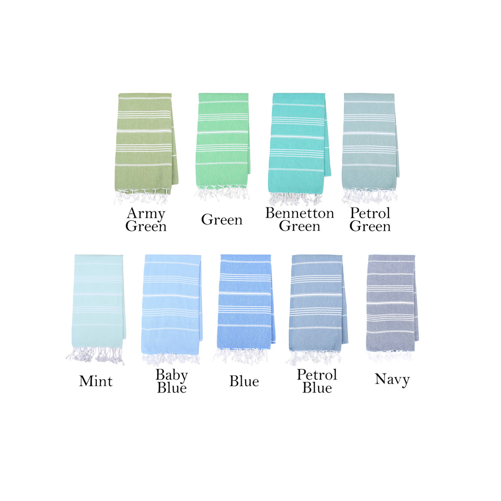 Handwoven Turkish Cotton Towel – Personalized Beach Towel: Army Green / Beach Towel