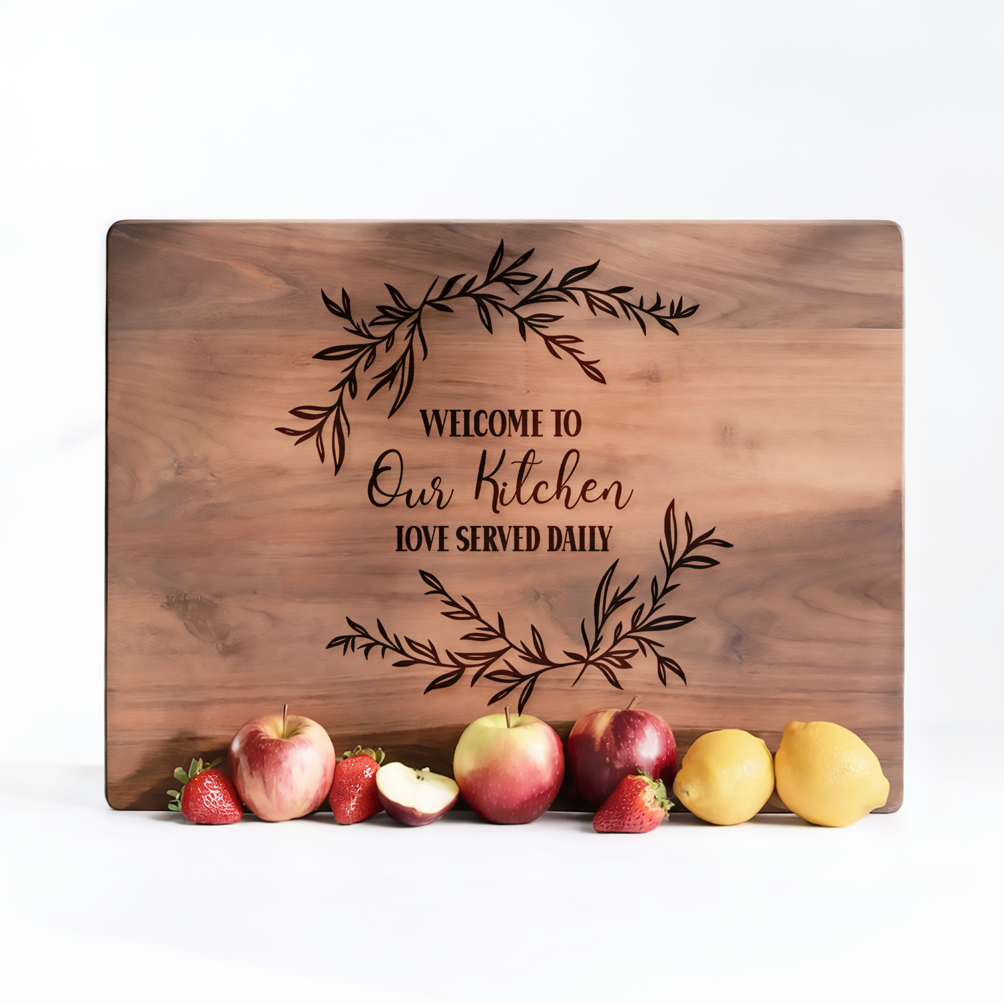 Welcome Kitchen Engraved Cutting Board – Rustic Decor: Maple / Rectangle 12x9