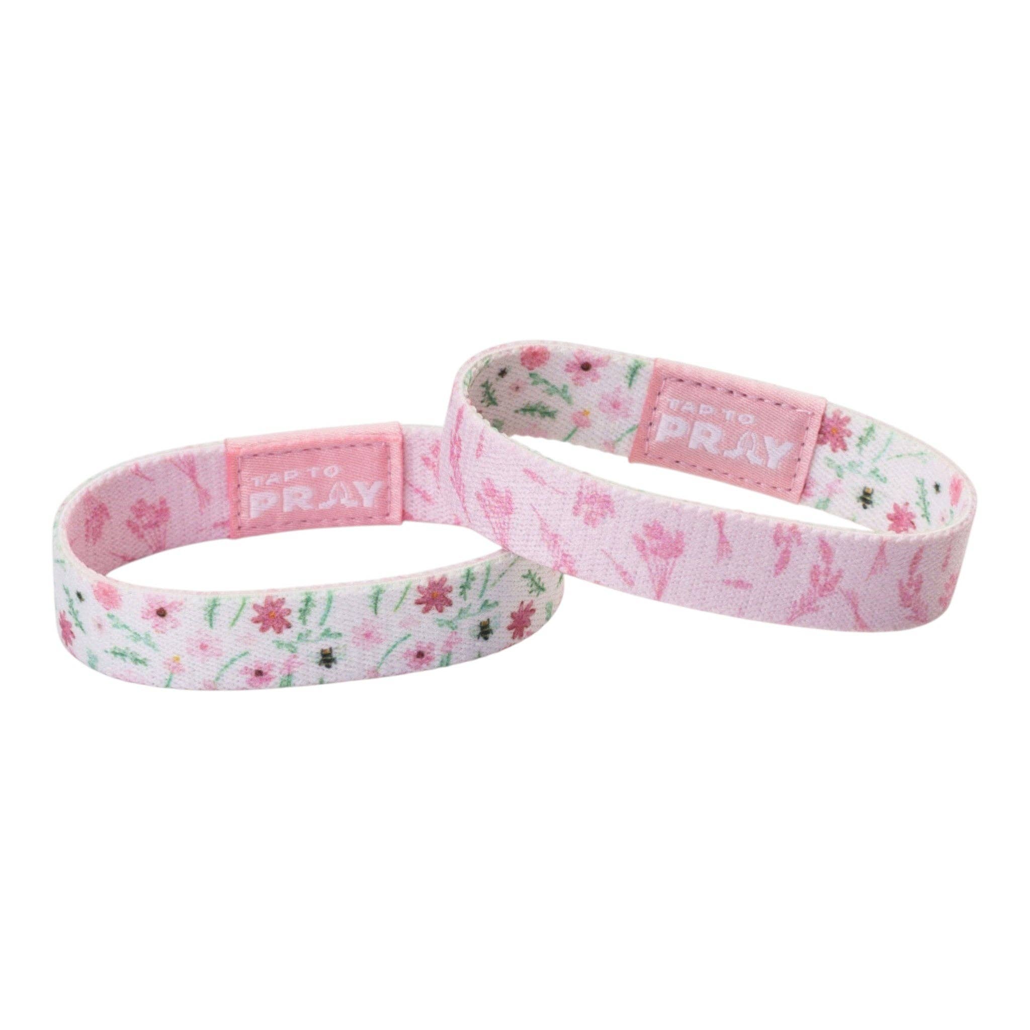 Tap To Pray® Wristband – Meadows - White: Large