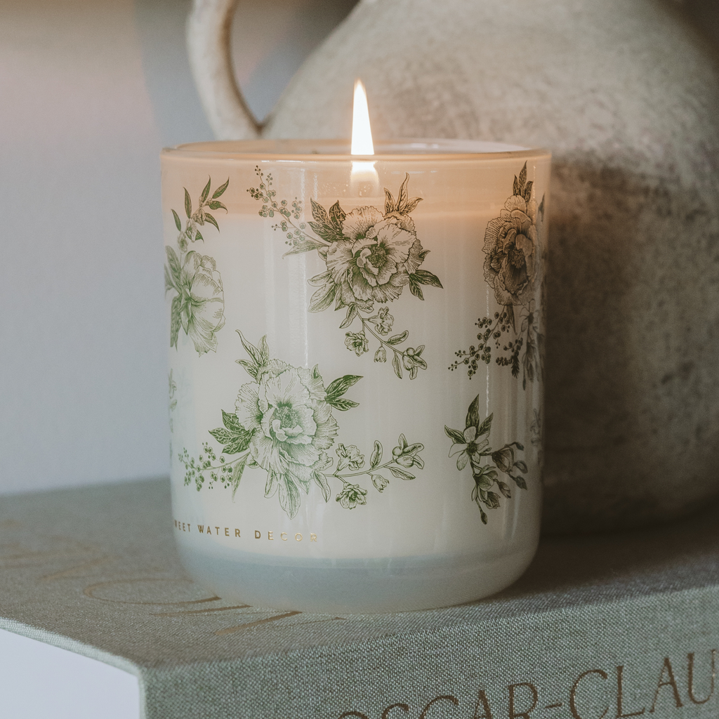 Green Delft 12 oz Soy Candle - Home Decor