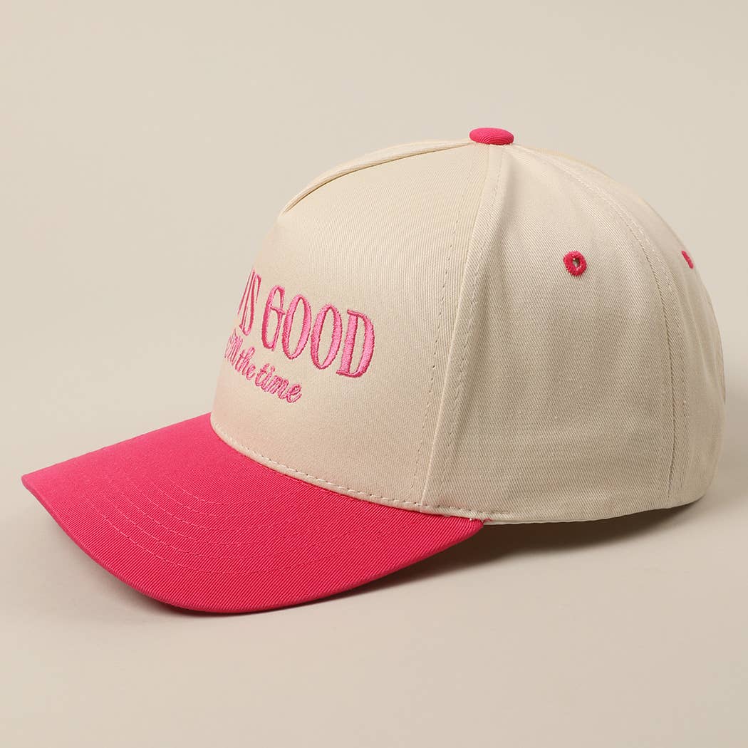 God Is Good All The Time Embroidery Trucker Hat: SAGE / ONE SIZE