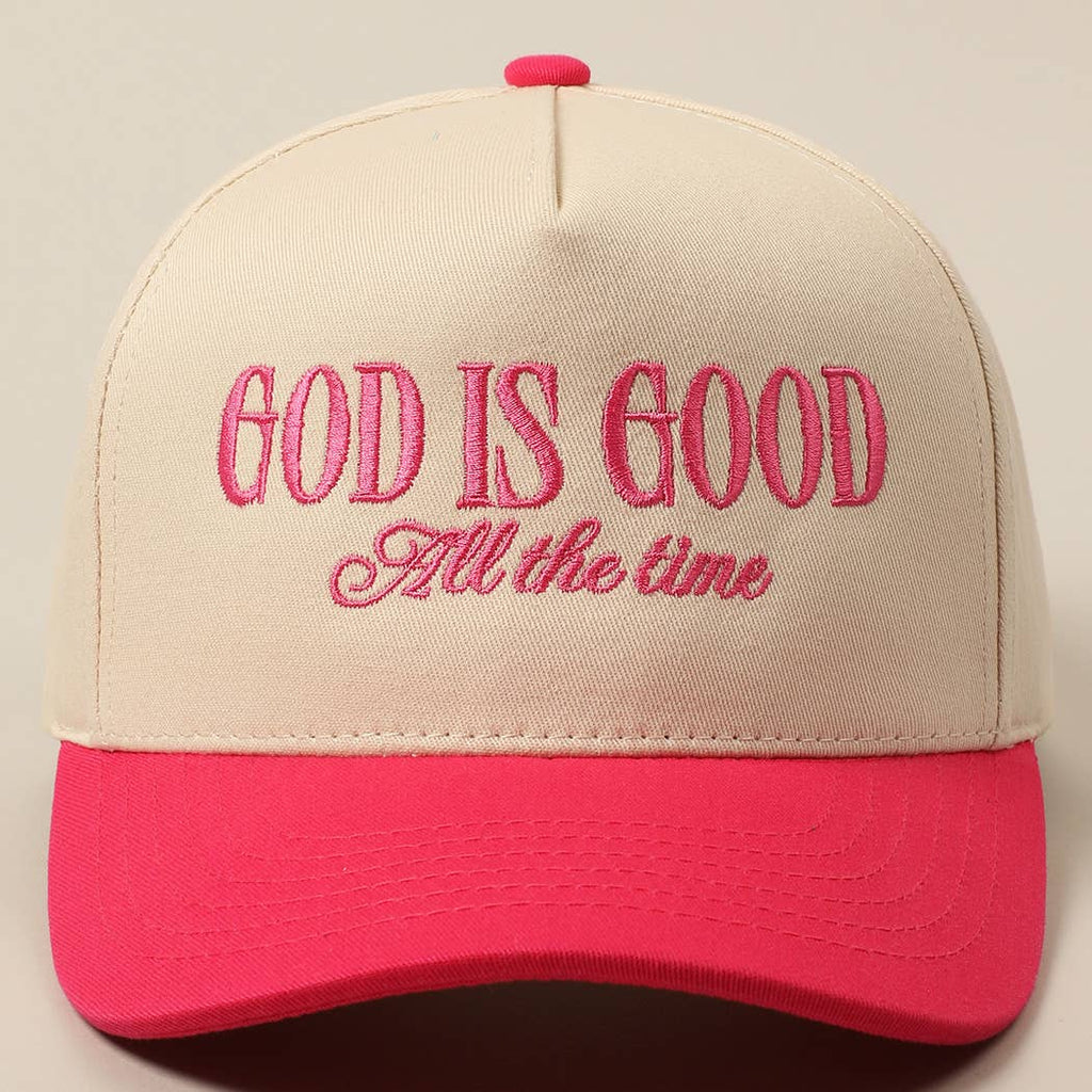 God Is Good All The Time Embroidery Trucker Hat: SAGE / ONE SIZE