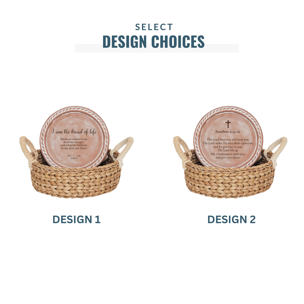 Handmade Bread Warmer & Wicker Basket - Bible Round: Design 1