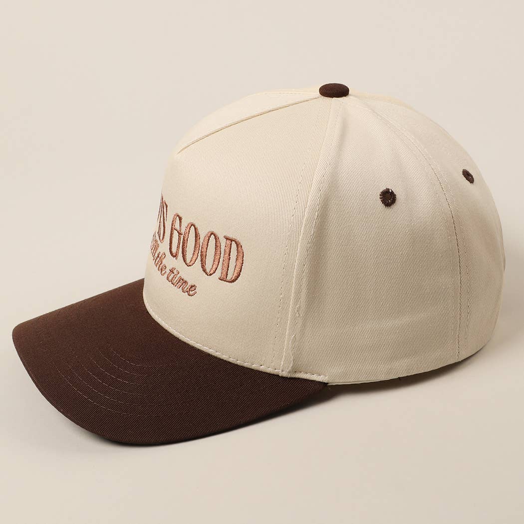 God Is Good All The Time Embroidery Trucker Hat: SAGE / ONE SIZE