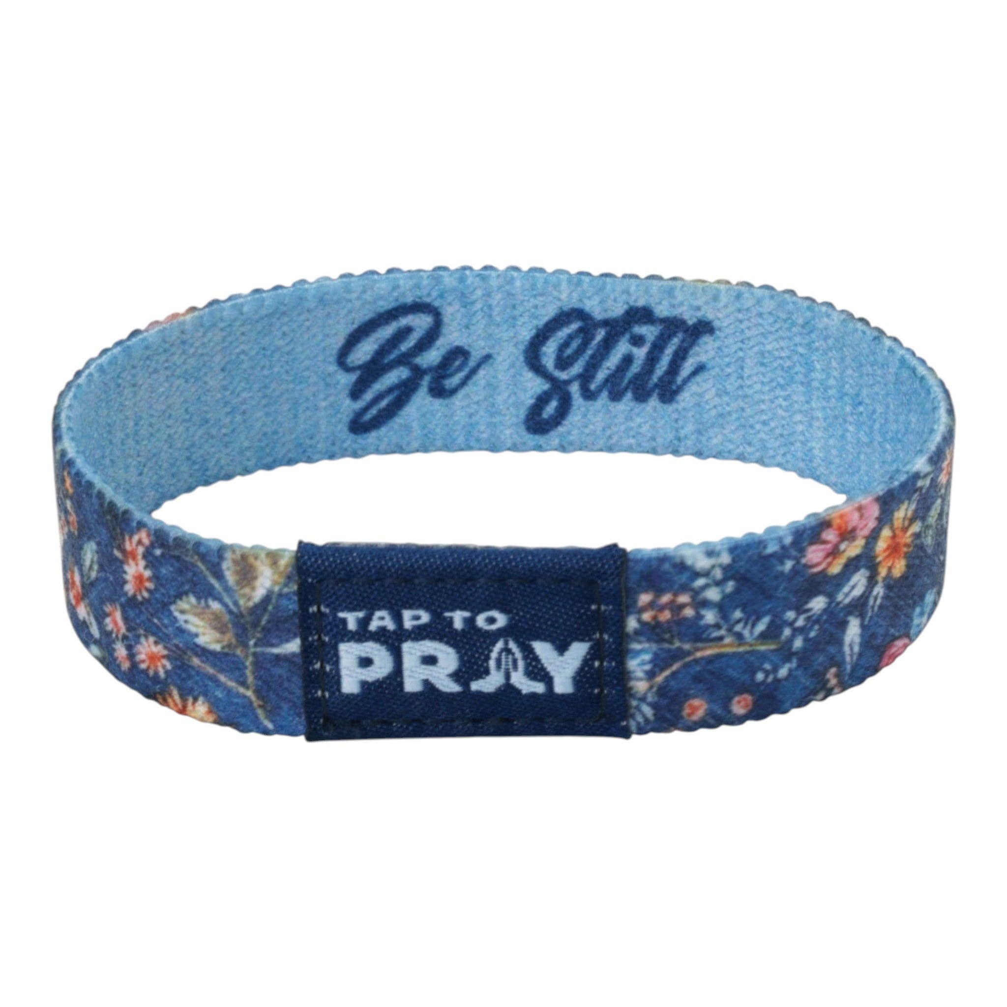 Tap To Pray® Wristband – Wildflower - Be Still: Medium