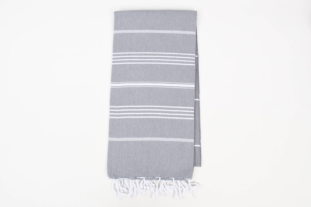 Handwoven Turkish Cotton Towel – Personalized Beach Towel: Light Gray / Beach Towel
