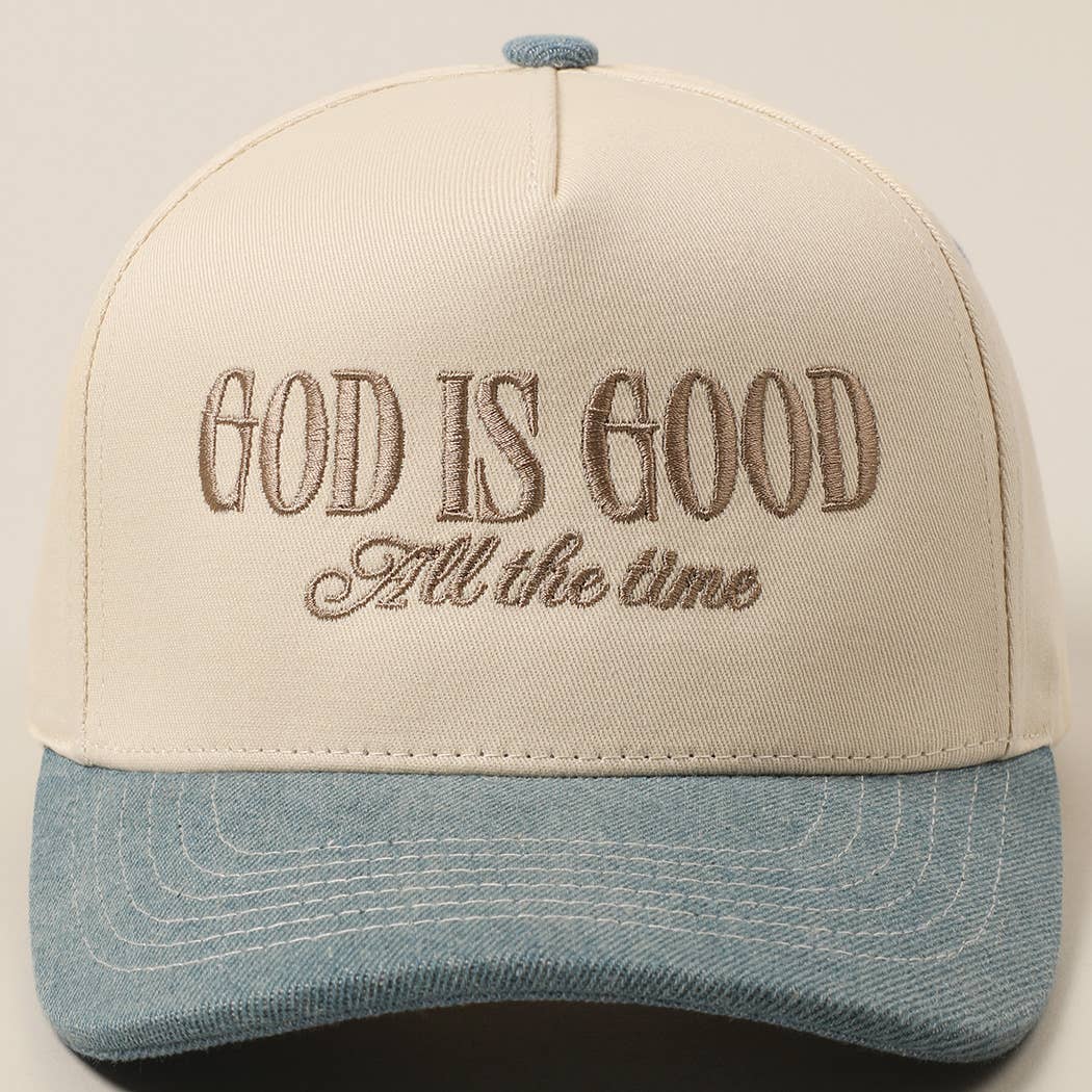 God Is Good All The Time Embroidery Trucker Hat: MINT / ONE SIZE