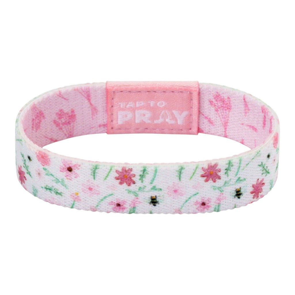 Tap To Pray® Wristband – Meadows - White: Large