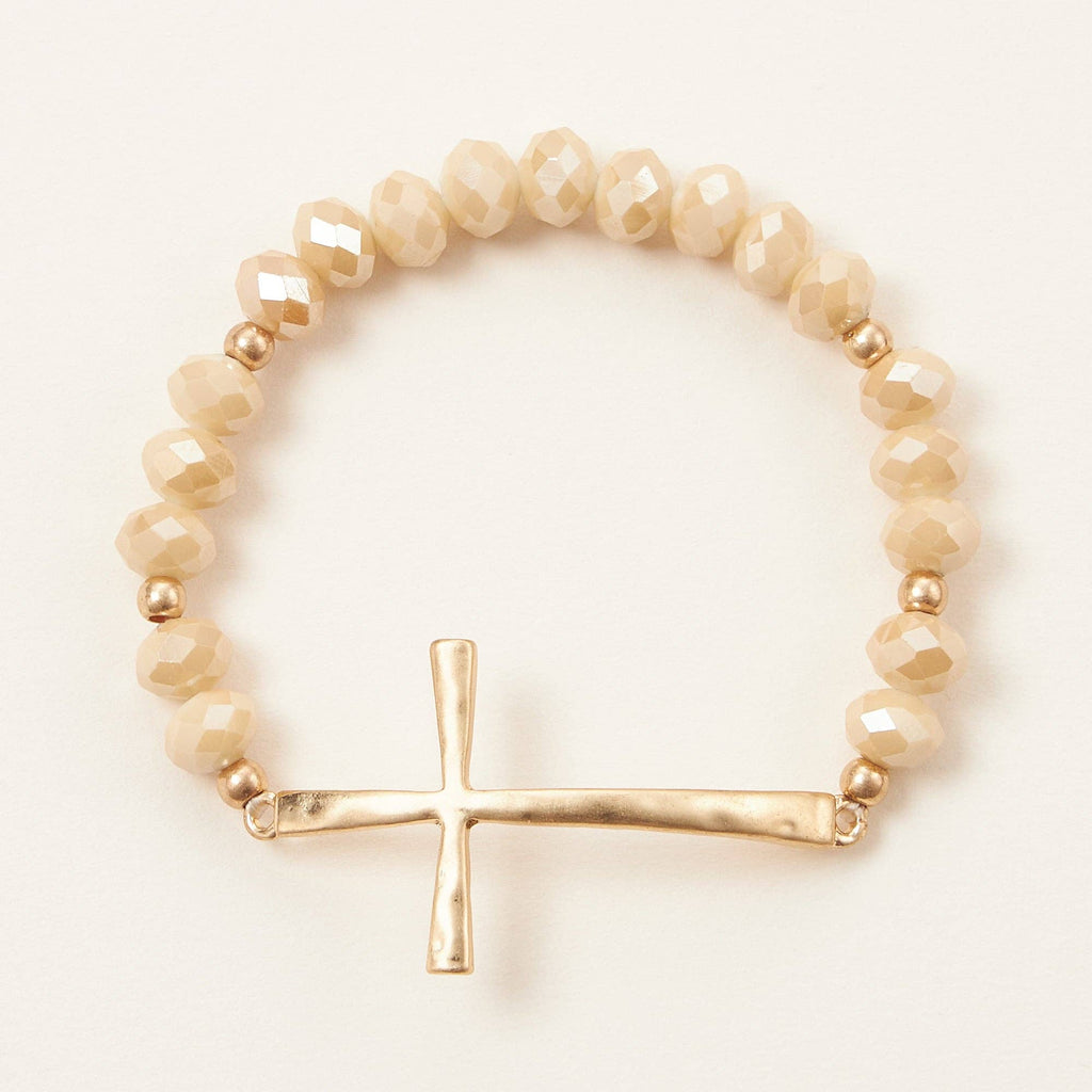 Glass Beaded Bracelet with Cross Charm: IVAB / ONE