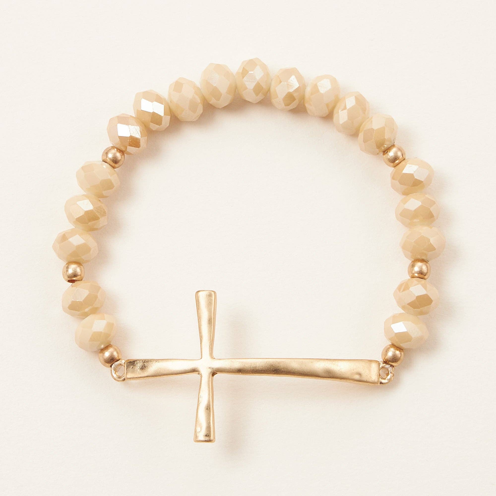 Glass Beaded Bracelet with Cross Charm: IVAB / ONE