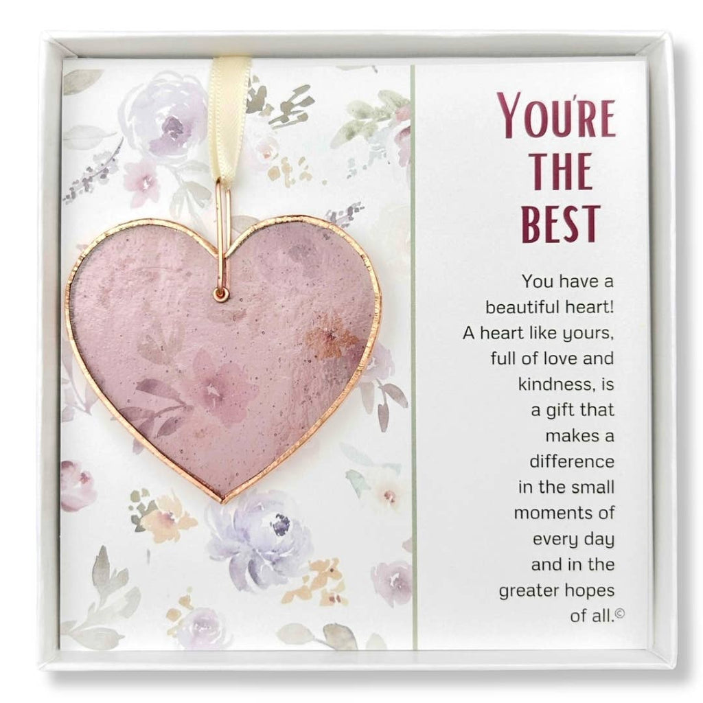You're the Best: Handmade Stained Glass Heart 7824