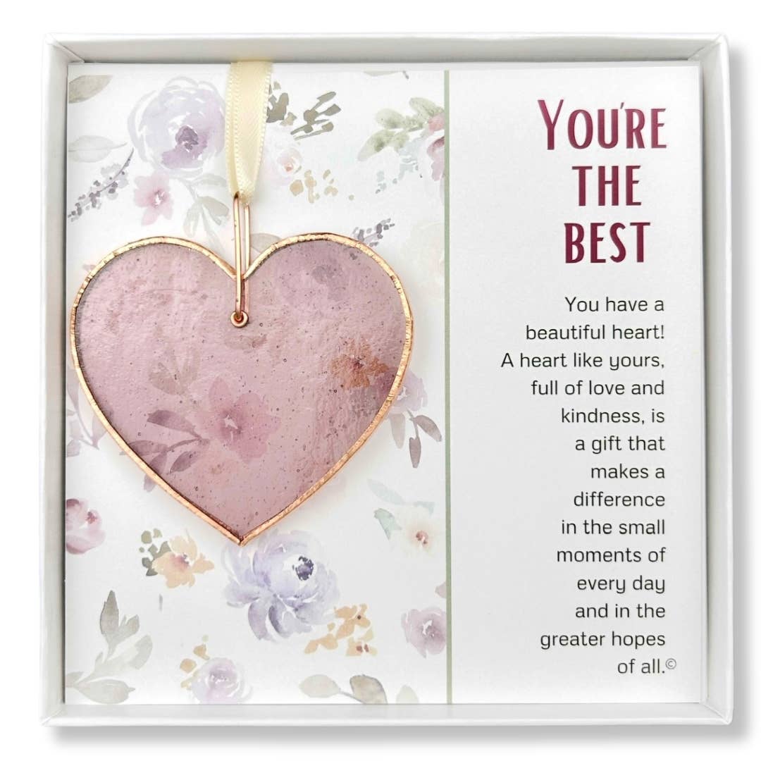 You're the Best: Handmade Stained Glass Heart 7824