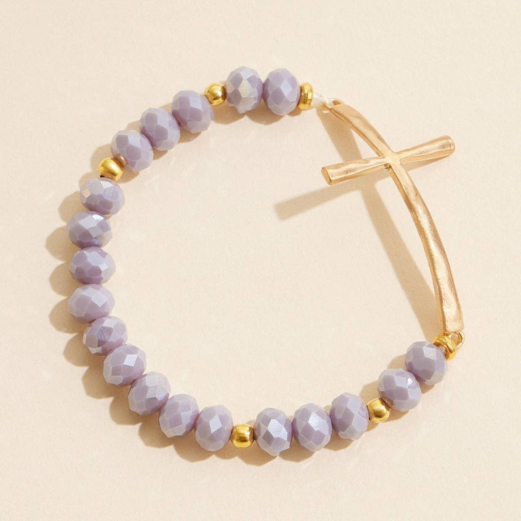 Glass Beaded Bracelet with Cross Charm: IVAB / ONE