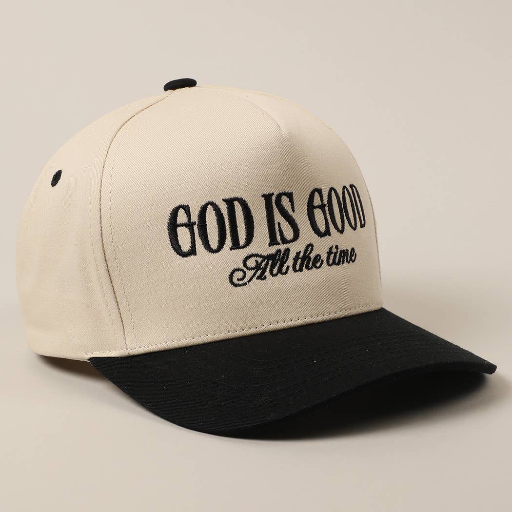 God Is Good All The Time Embroidery Trucker Hat: MINT / ONE SIZE