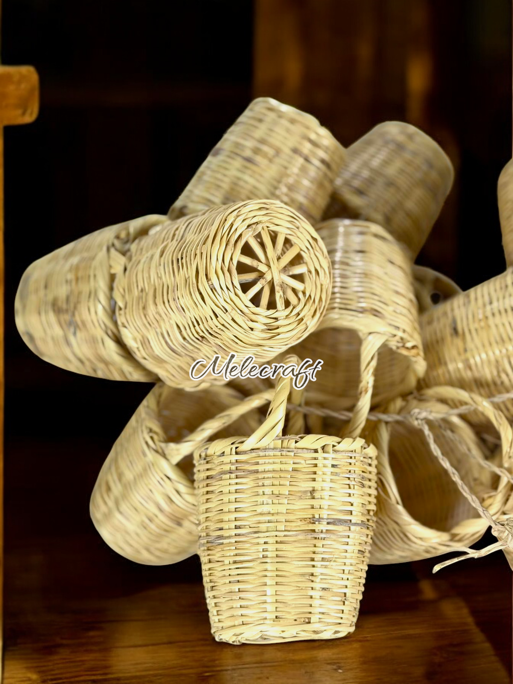 Handwoven Mini Basket Ornaments – Natural Rattan Decor
