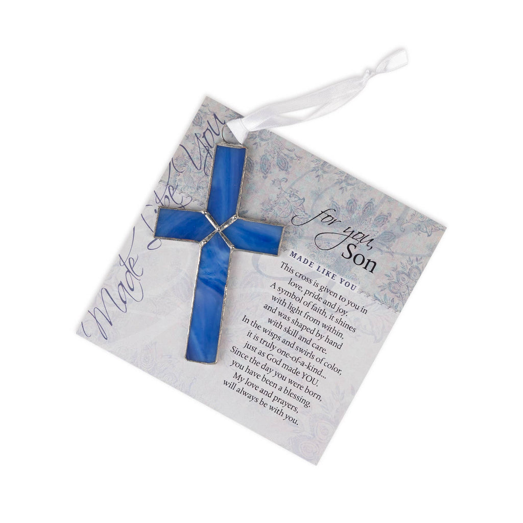 Christian Son Gift: Navy Blue Stained Glass Cross 4422SG