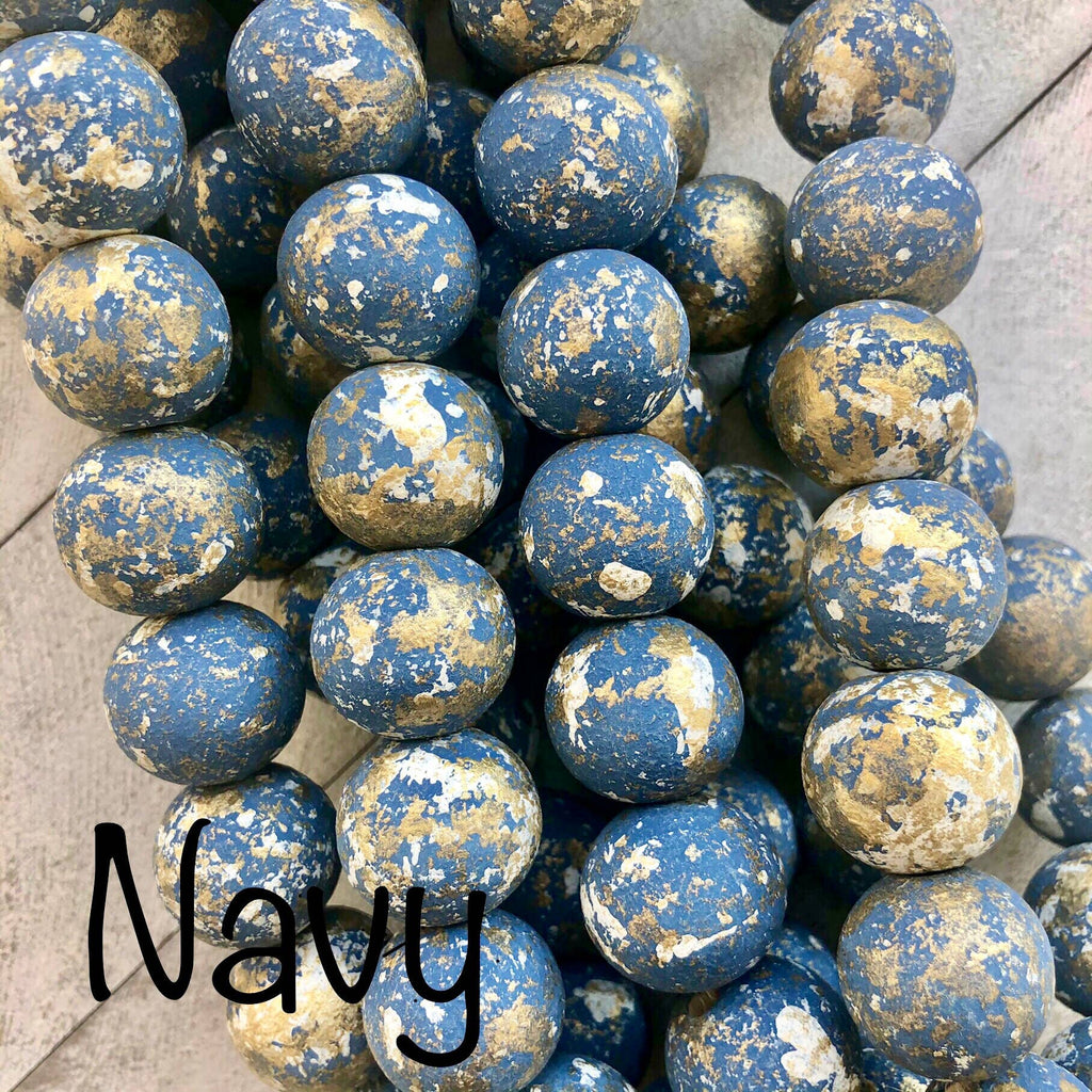 Blessing Beads With Cross: Navy