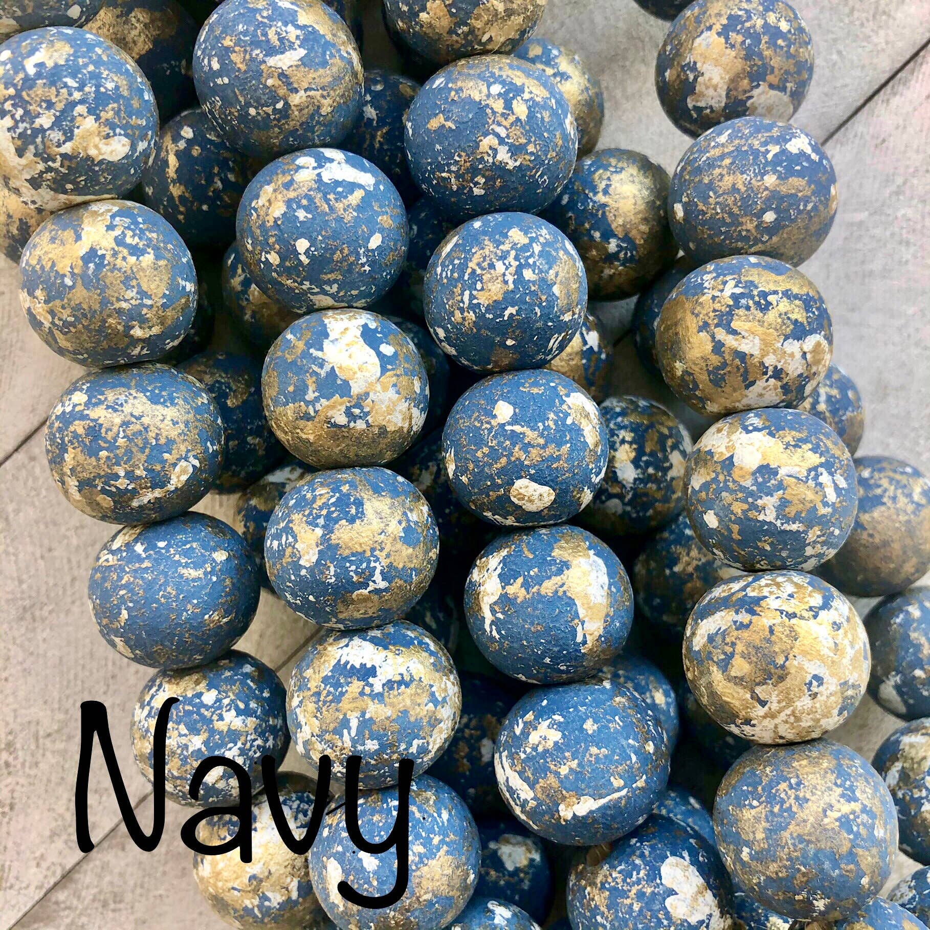 Blessing Beads With Cross: Navy