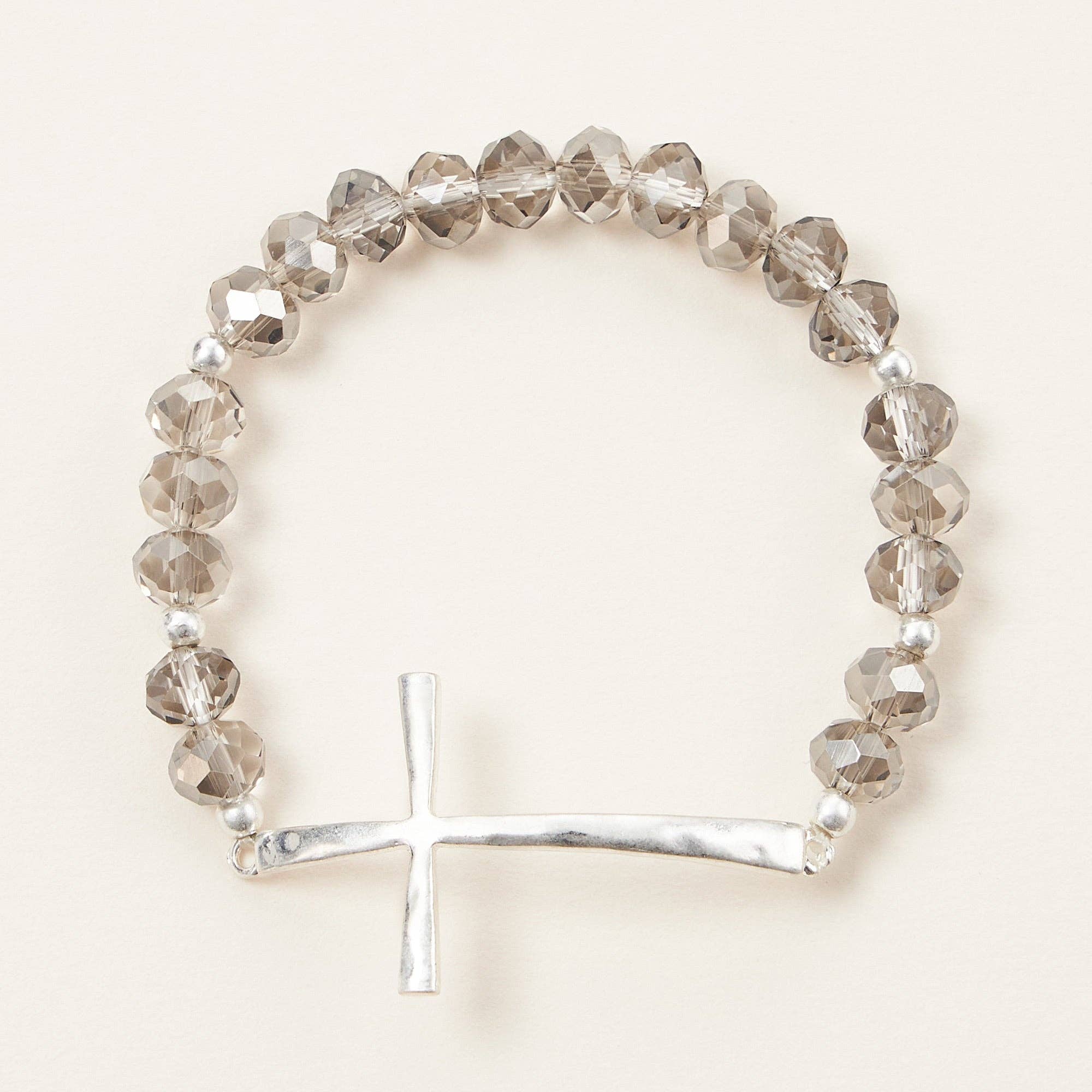 Glass Beaded Bracelet with Cross Charm: IVAB / ONE