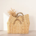 Handwoven Reed Basket Storage Bin Boho Nursery Decor: Set of 3