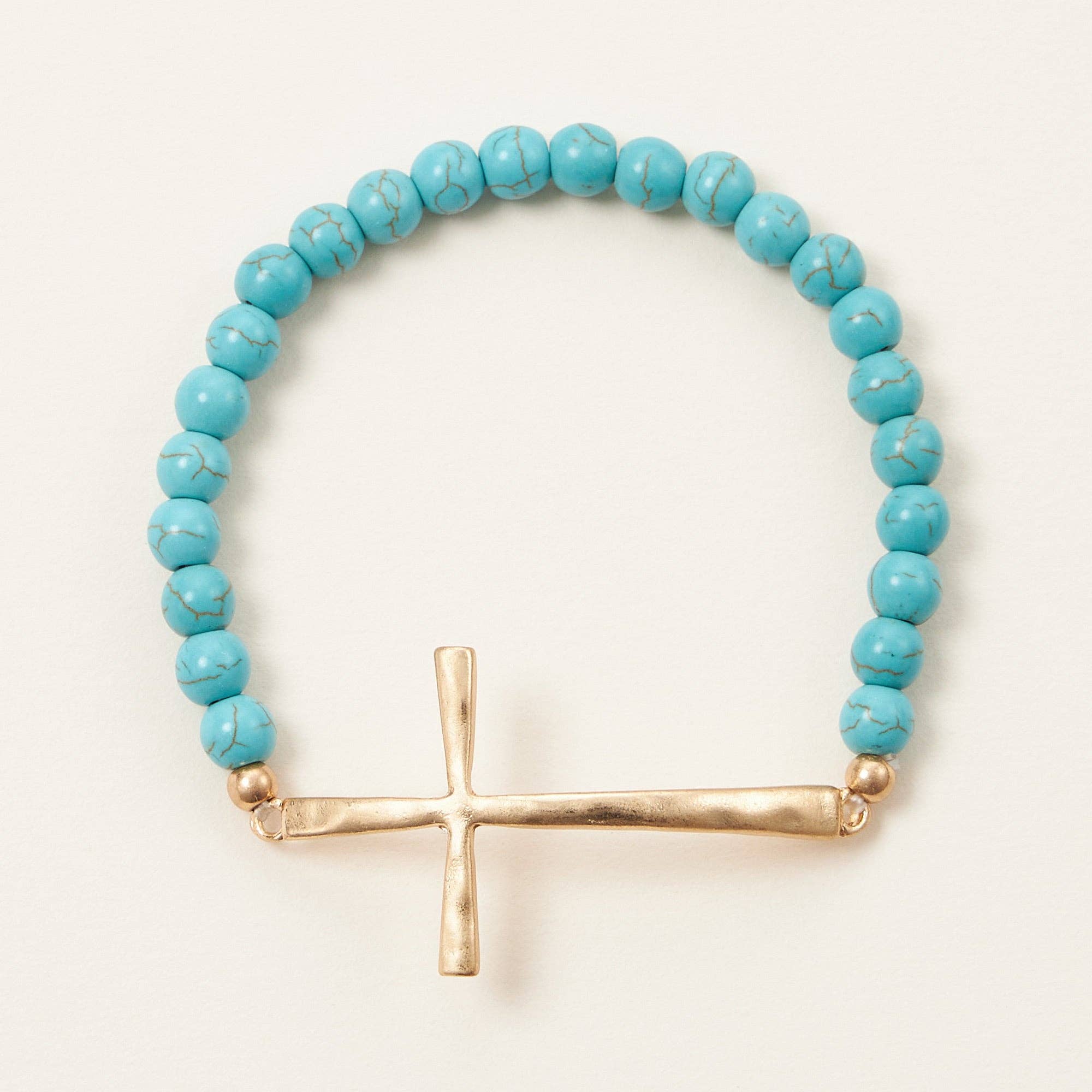 Metal Cross Pendant Natural Stone Bracelet: OL-WG / One / WB1001
