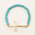Natural Stone Cross Stretch Bracelet: TQ / One / WB1001