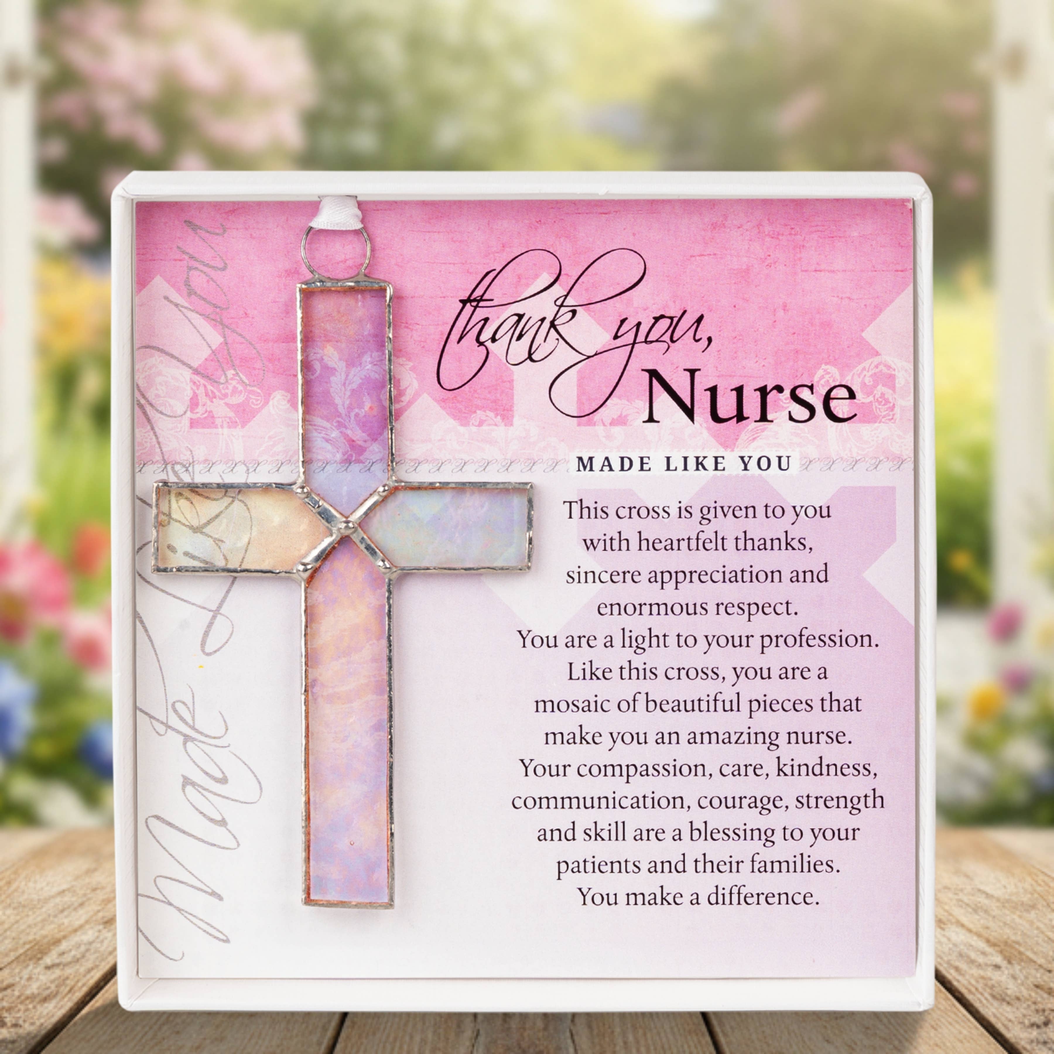 Nurse Thank You Gift Clear Stained Glass Cross 4453SG
