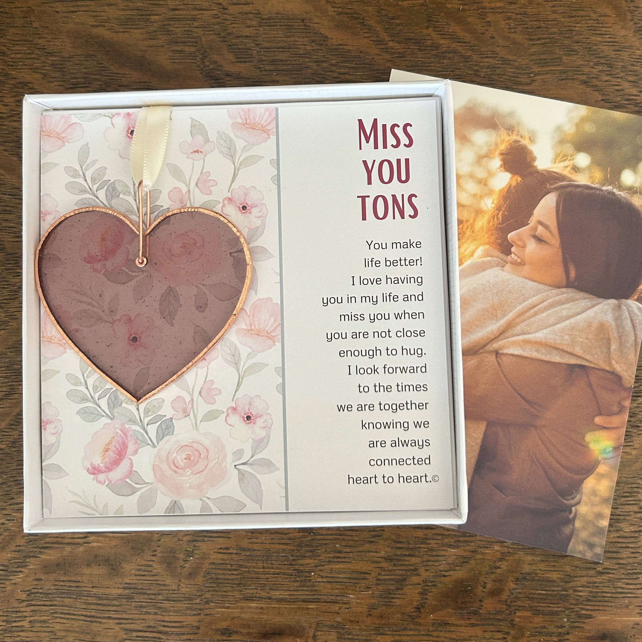 Miss You Tons: Handmade Stained Glass Heart 7822