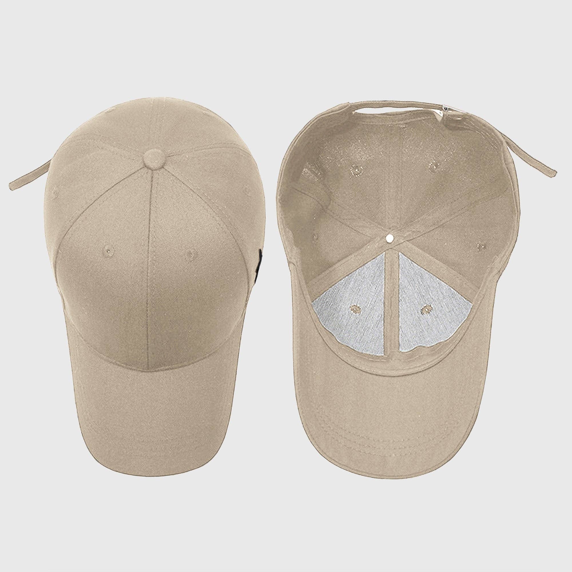 Unisex Baseball Cap with Cross Embroidery: Beige / One Size Fits Most
