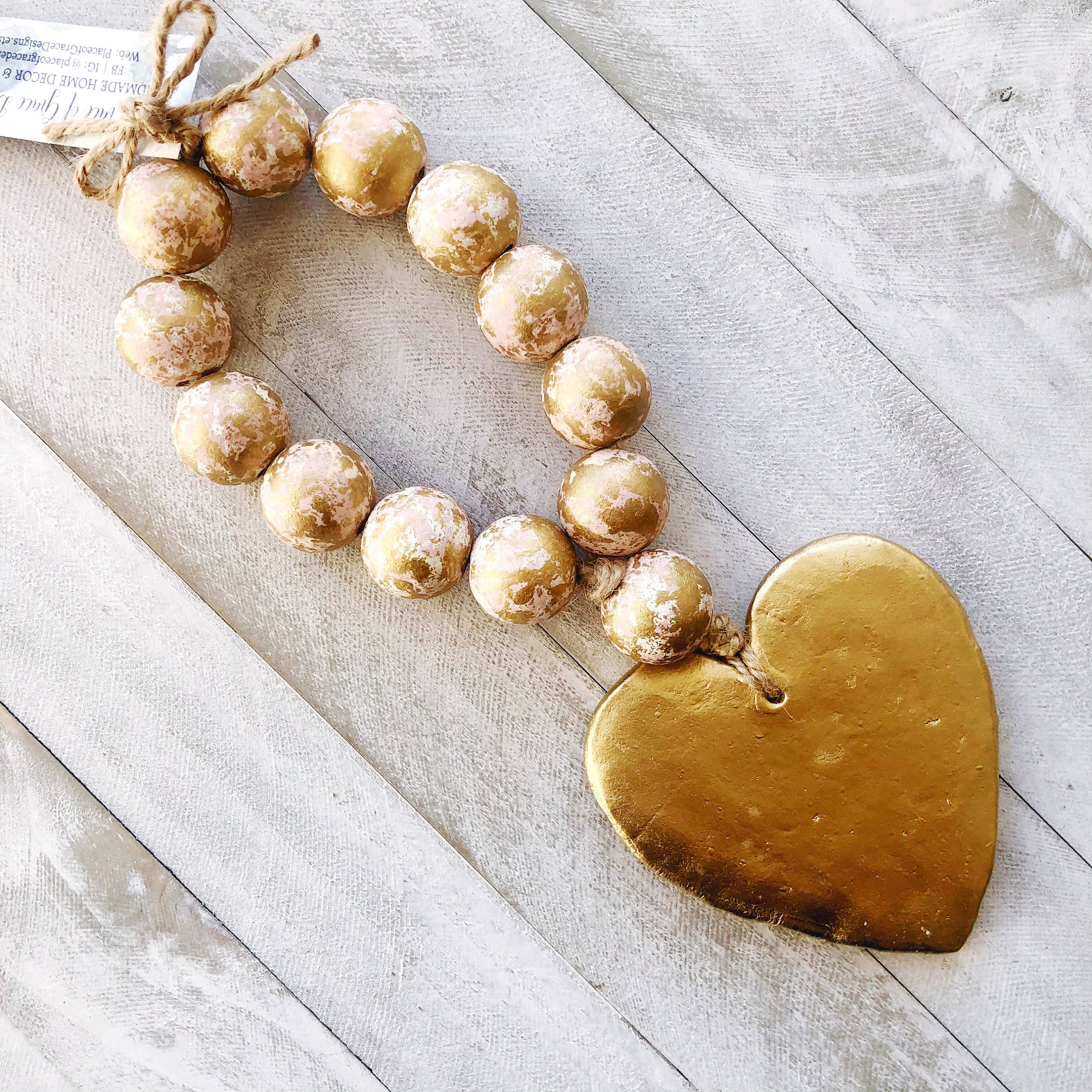 Blessing Beads With Large Heart: Duck Egg Blue