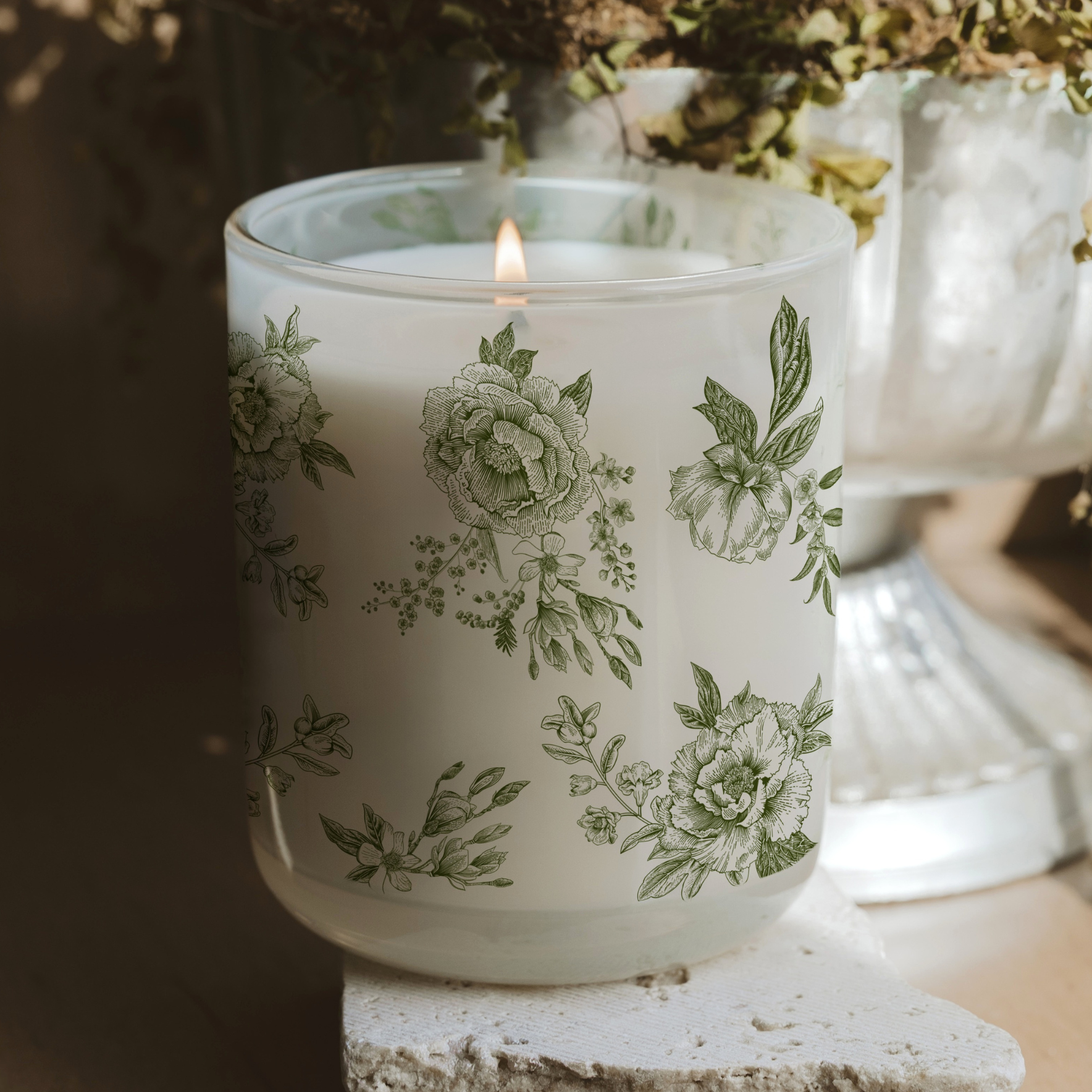 Green Delft 12 oz Soy Candle - Home Decor