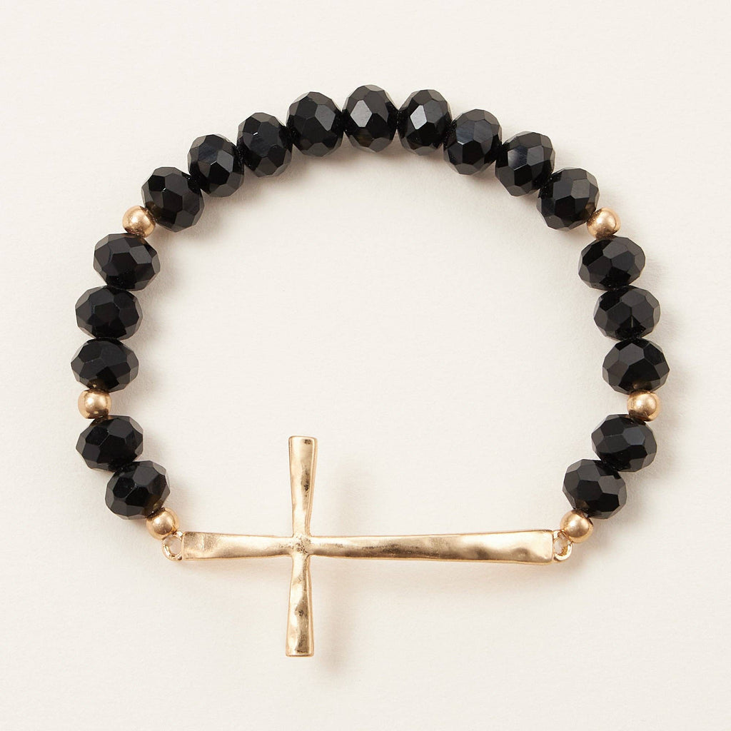 Glass Beaded Bracelet with Cross Charm: IVAB / ONE